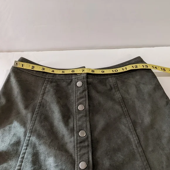 Abercrombie & Fitch Miniskirt Green Meadows Faux Suede Fit & Flare Snap … - Picture 12 of 15
